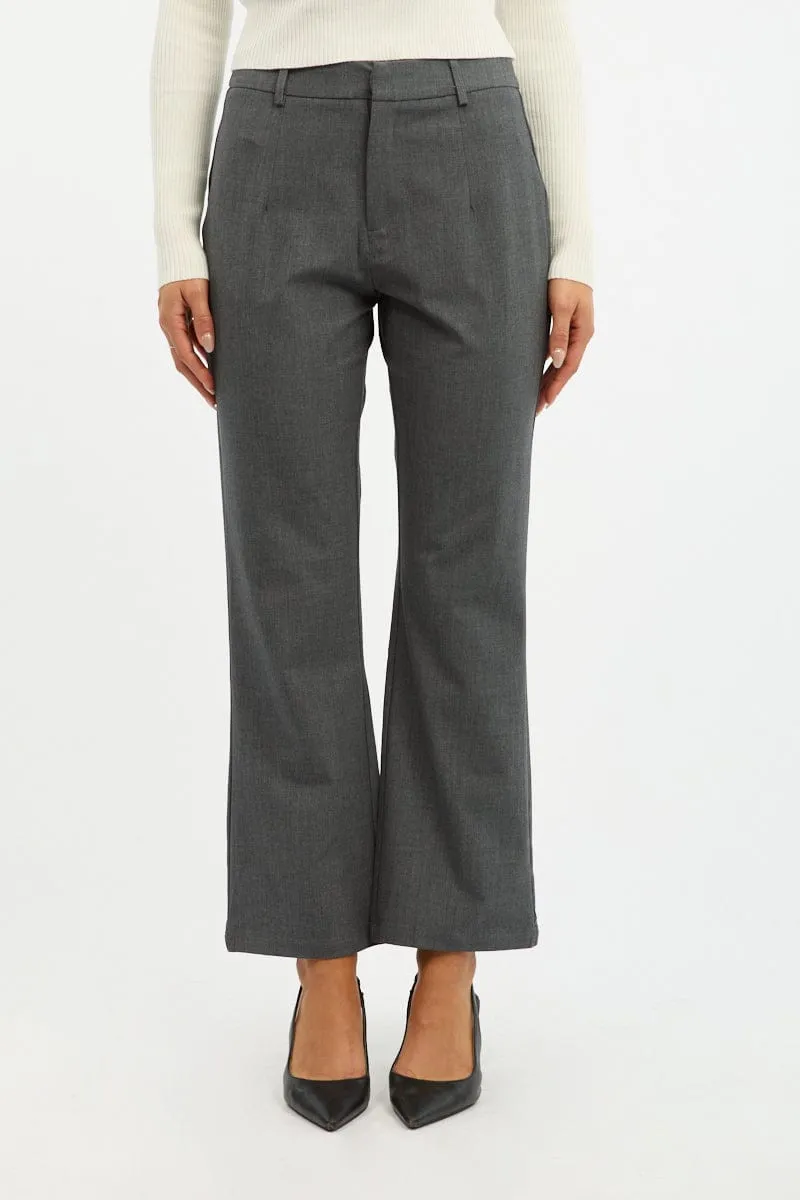 Minimal Look Ripstop Reinforcement Grey Cropped Pants