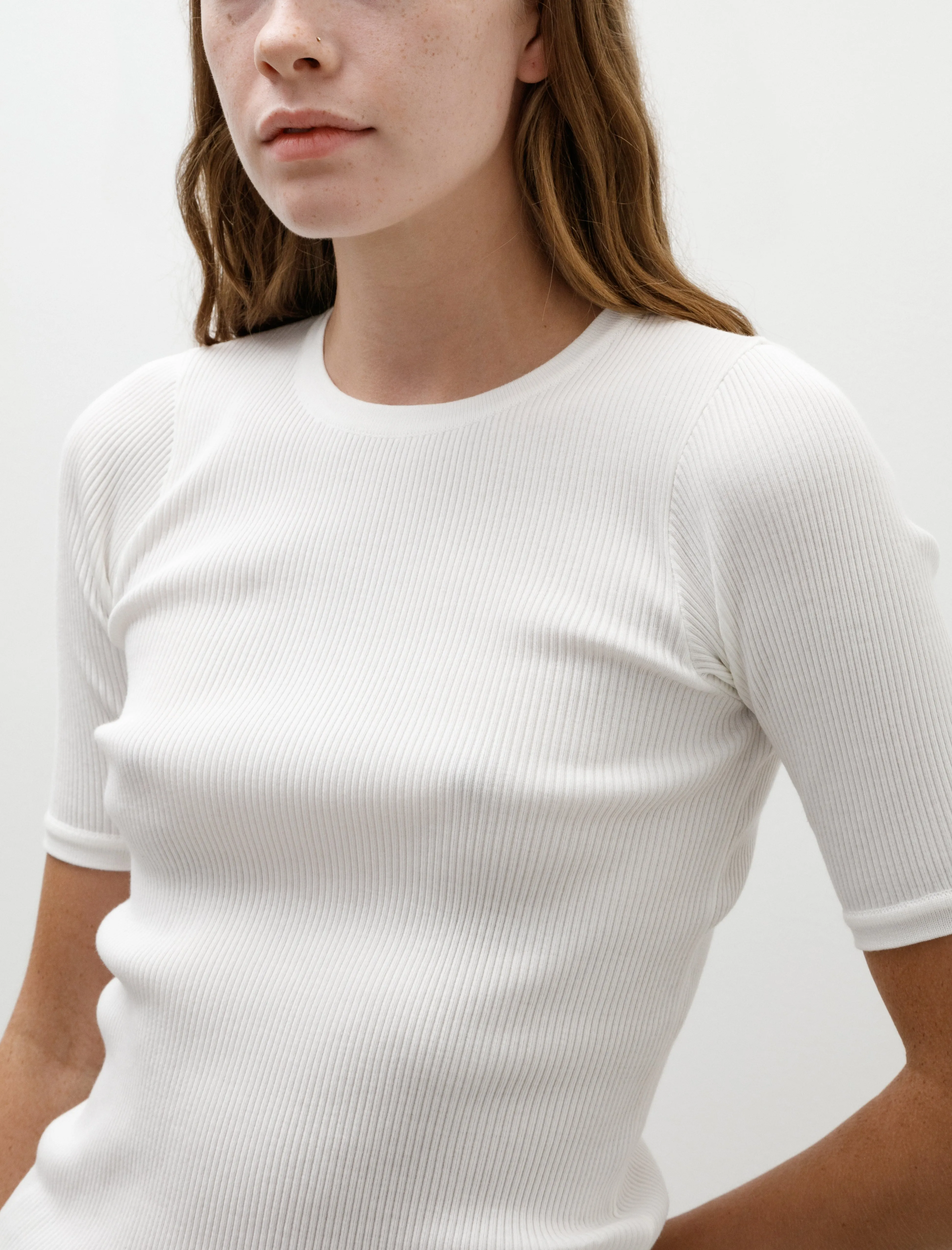 Spirit Core AbrasionFree Edging Cotton High Gauge Rib Knit Tee White