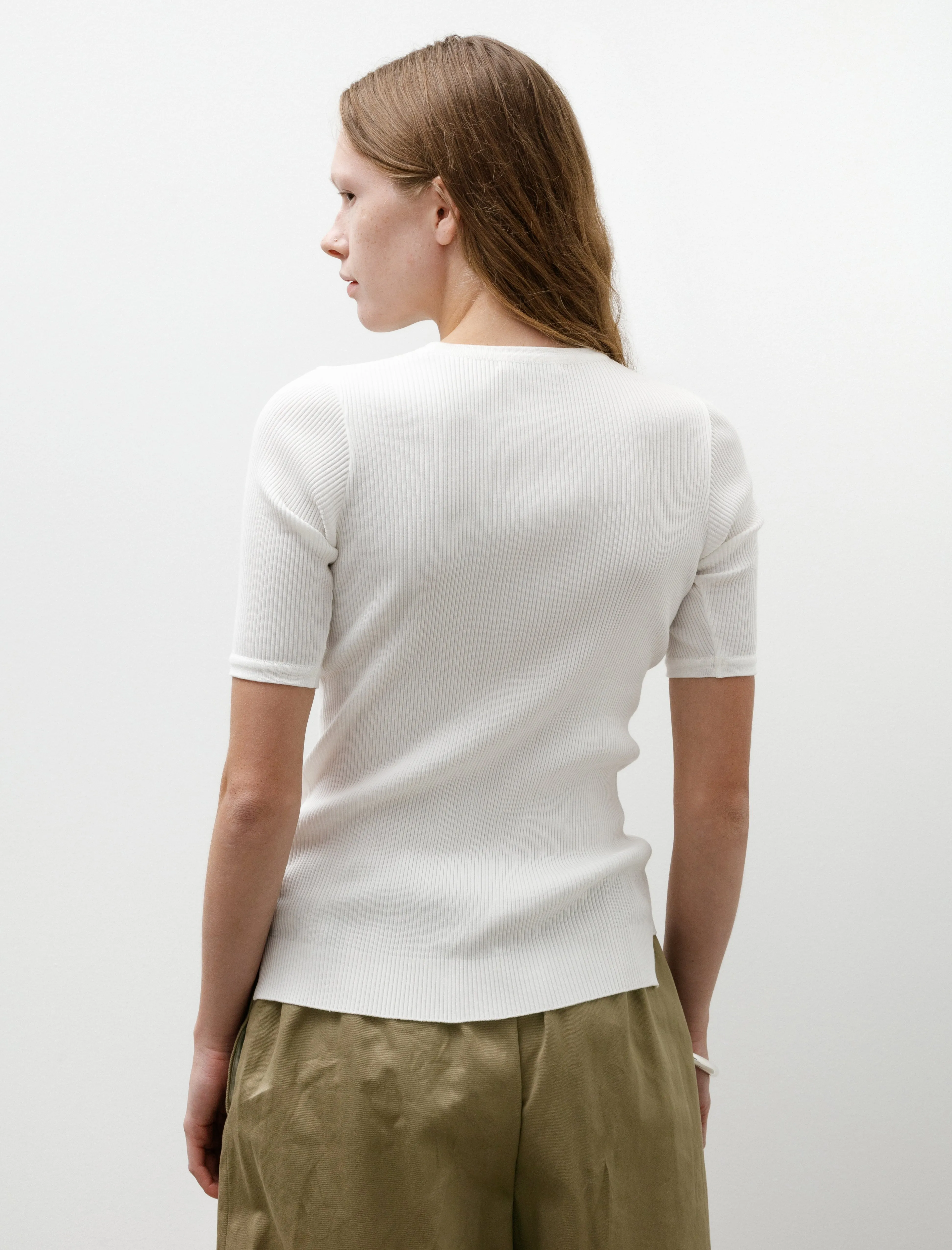 Cotton High Gauge Rib Knit Tee White Active Wear Family Style