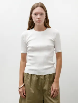 Cotton High Gauge Rib Knit Tee White NonIrritating Seams