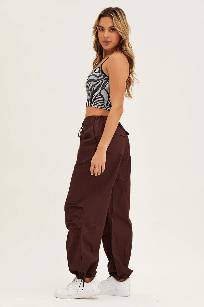 All-Purpose Comfort Modern Cut Brown Cargo Pants Low Rise