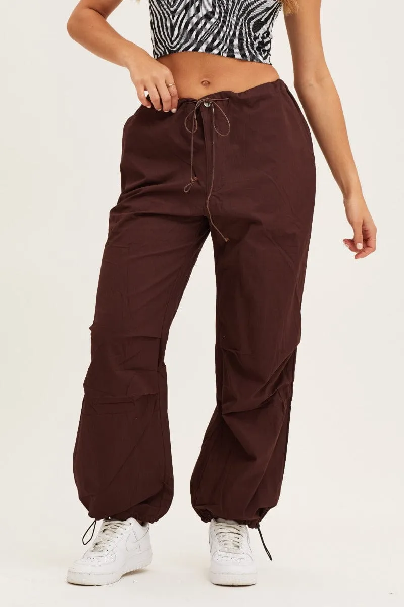 Brown Cargo Pants Low Rise Flexible Wear