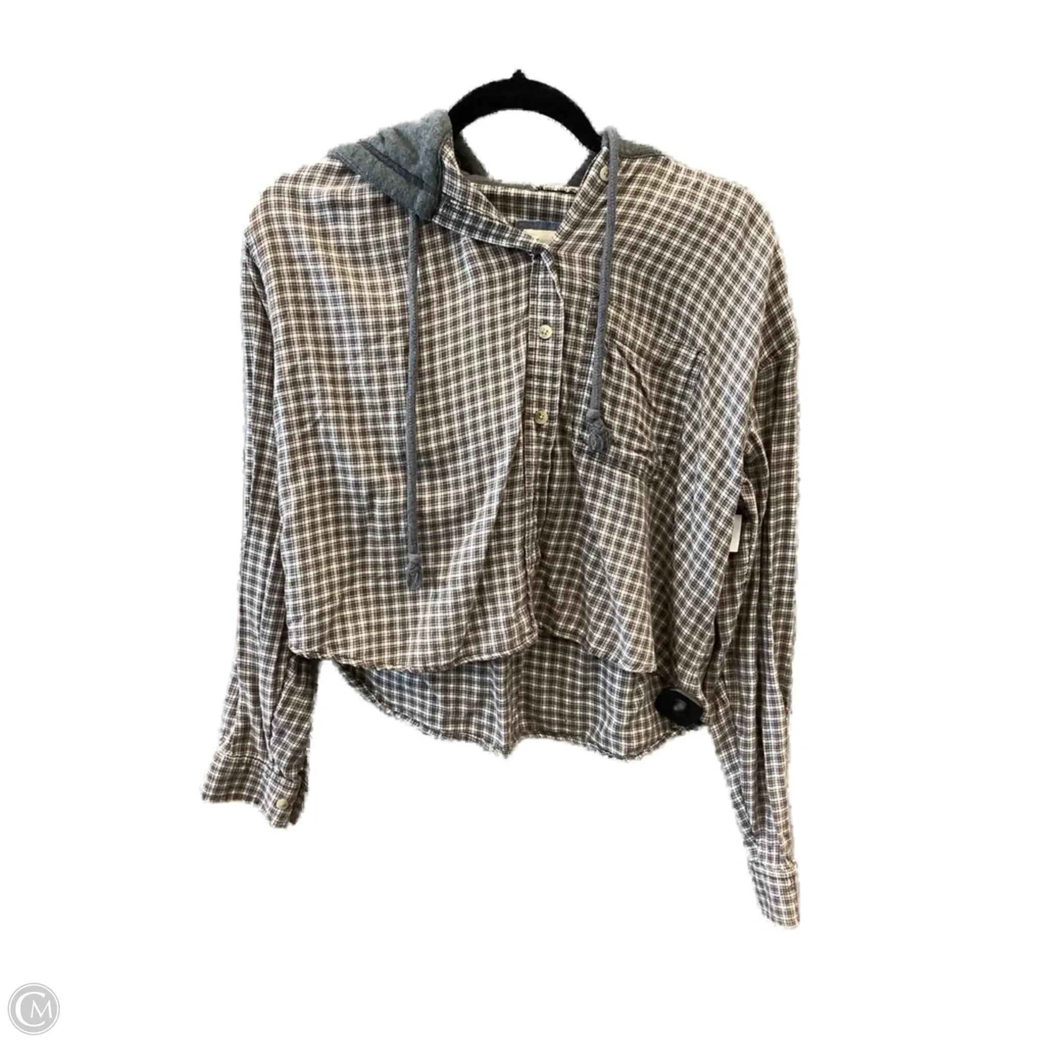 QuickReleaseFastenings AntiStaticLining Sweatshirt Hoodie By American Eagle In Plaid Pattern, Size: S