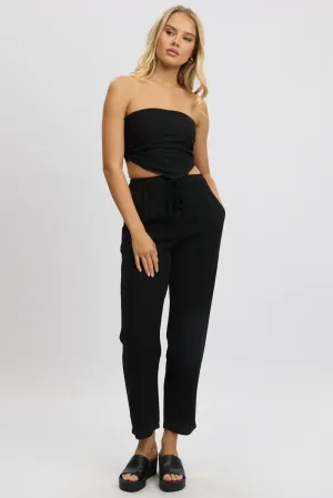 Black Tapered Pants Elasticated Waist Easy Travel