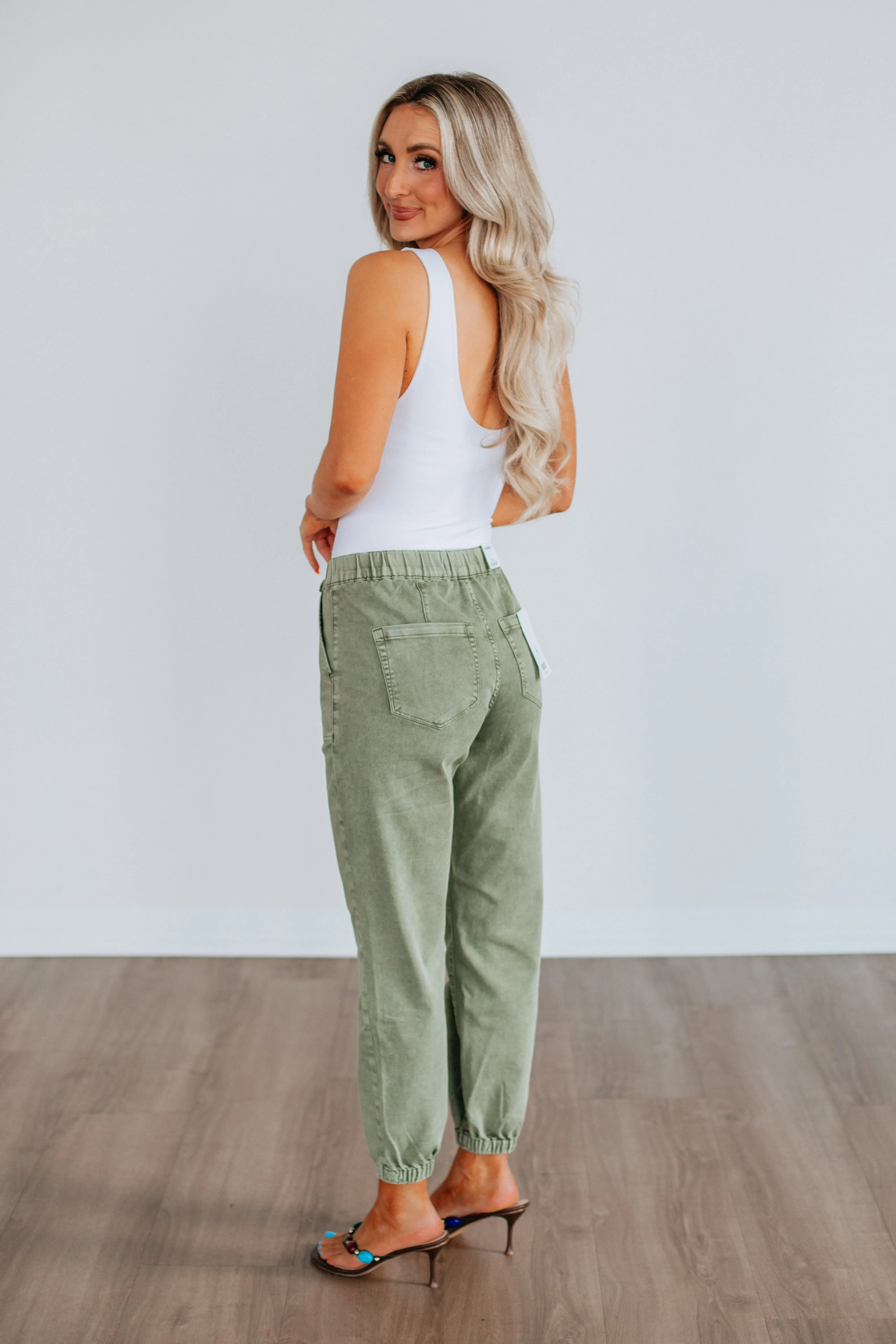 Stretch Fabric Design Soul Drea Mica Joggers - Olive