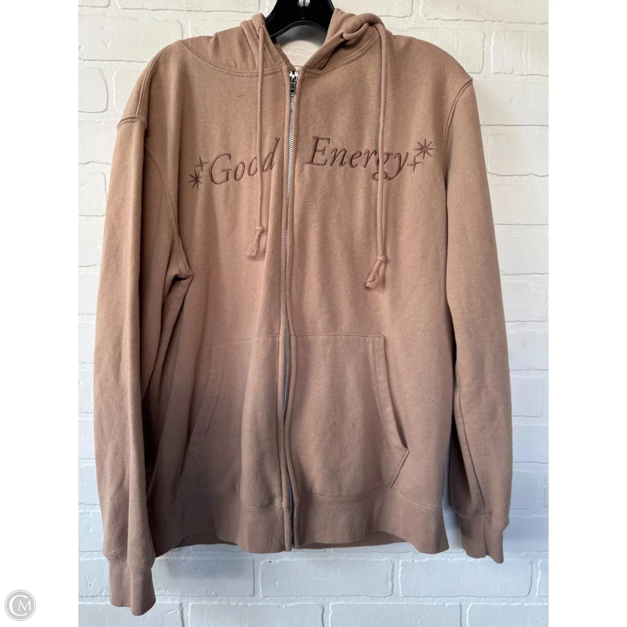 Sweatshirt Hoodie By Mighty Fine In Tan, Size: M Elegant Coat MatteFinishTexture