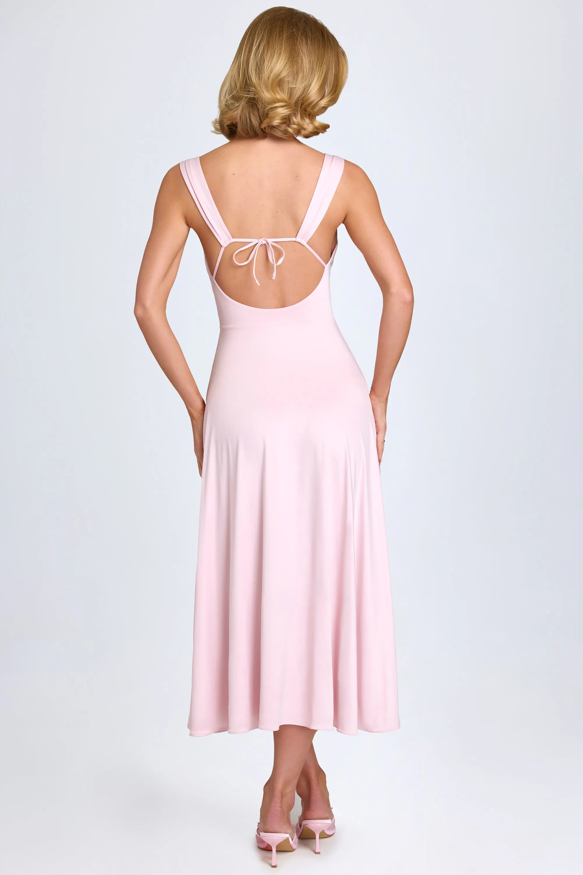 ErgonomicCut Sweetheart-Neck Ruched Midaxi Dress in Blush