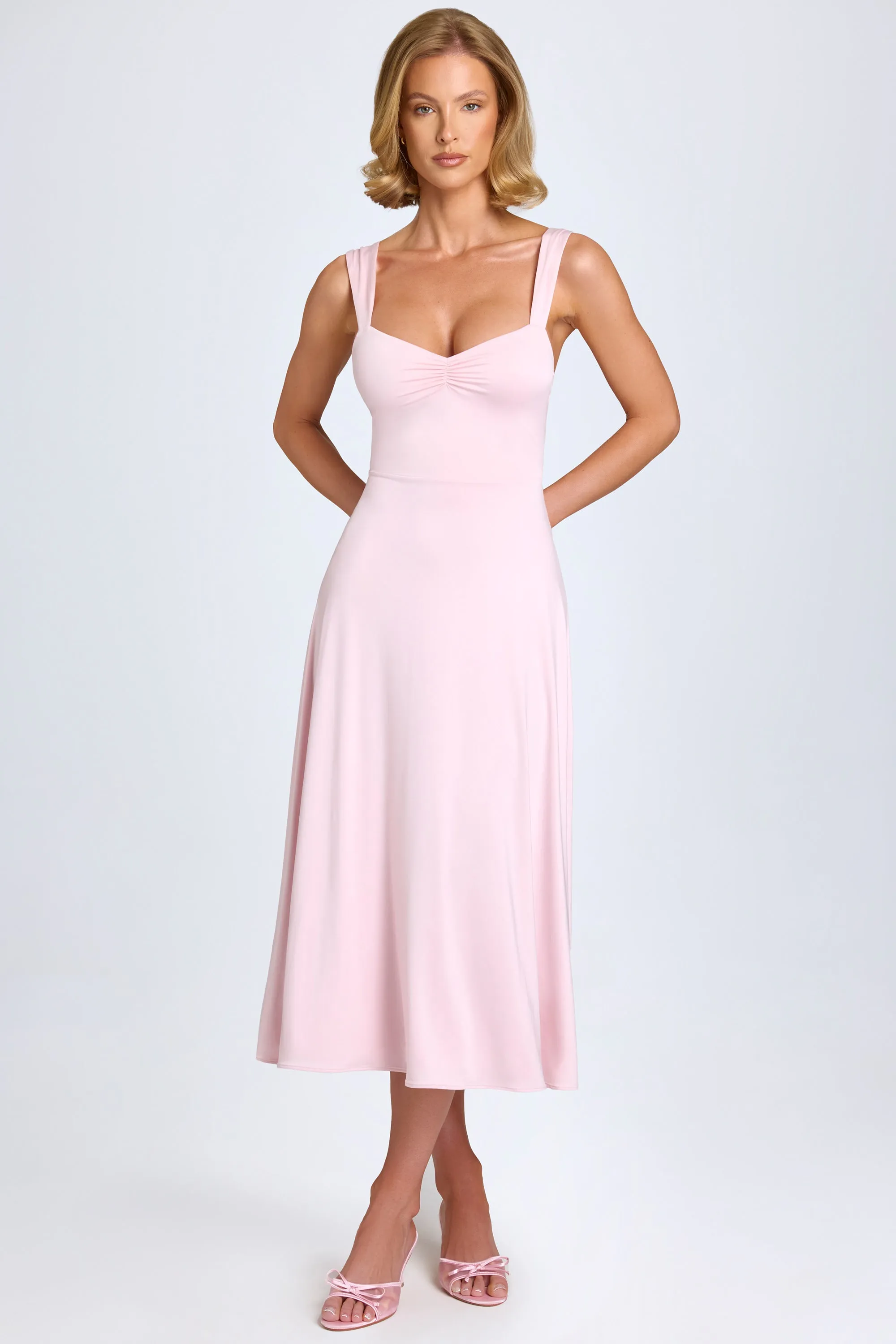 AbrasionFreeZone Sweetheart-Neck Ruched Midaxi Dress in Blush