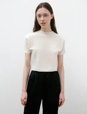 Knitted Light Cotton Blend T-Shirt Milk Layered Hem Details