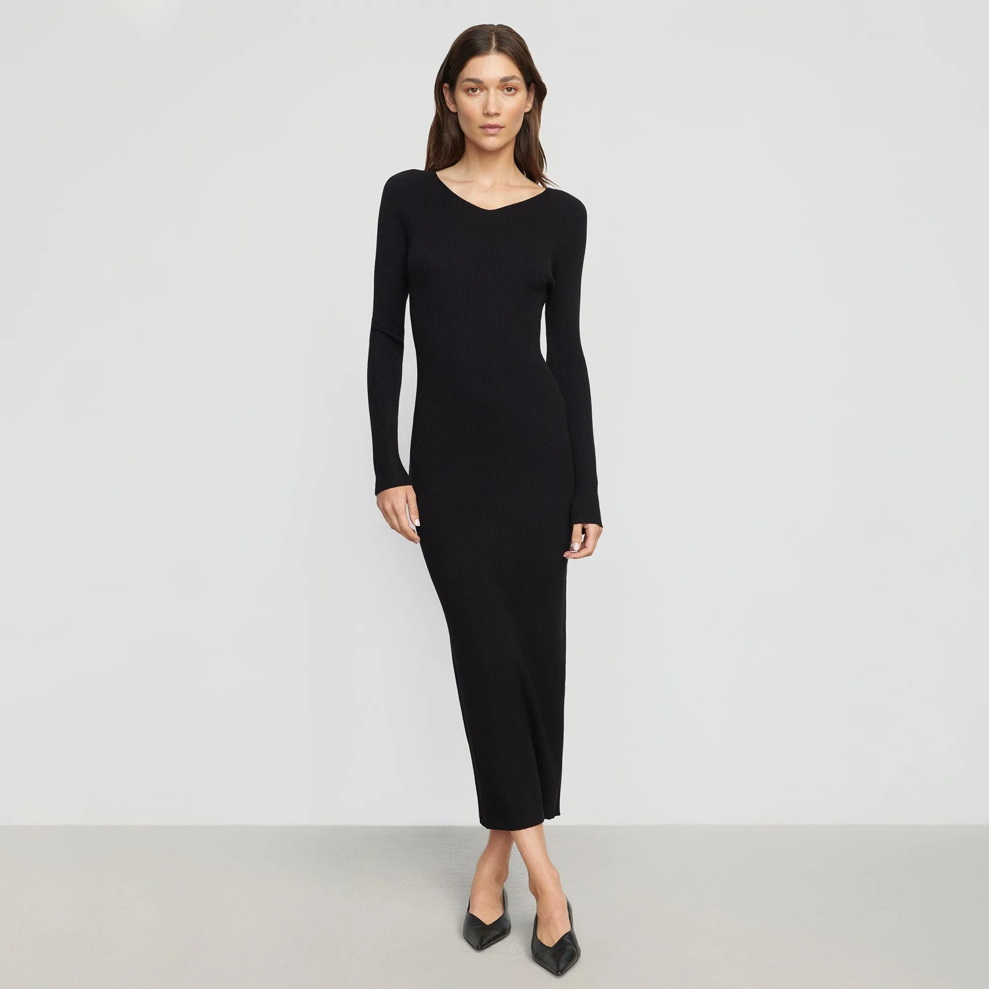 Durable Construction Elizabeth Zipper-Sleeve Ribbed Dress