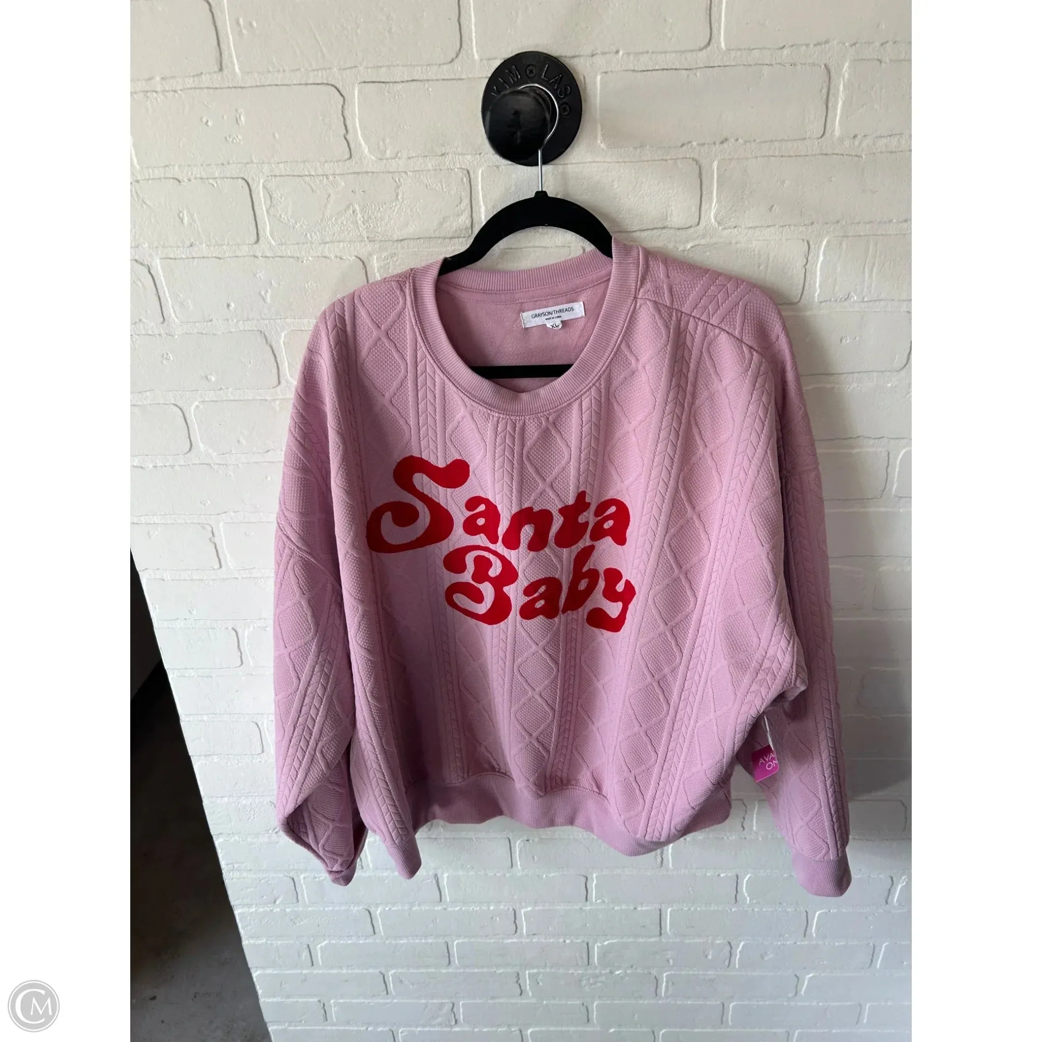 MatteFinishTexture Sweatshirt Crewneck By Grayson Threads In Pink & Red, Size: Xl