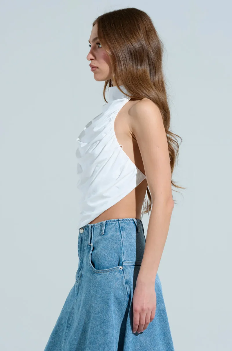 Thumbhole Cuffs MIAMI NIGHTS HALTER NECK TIE BACK TOP