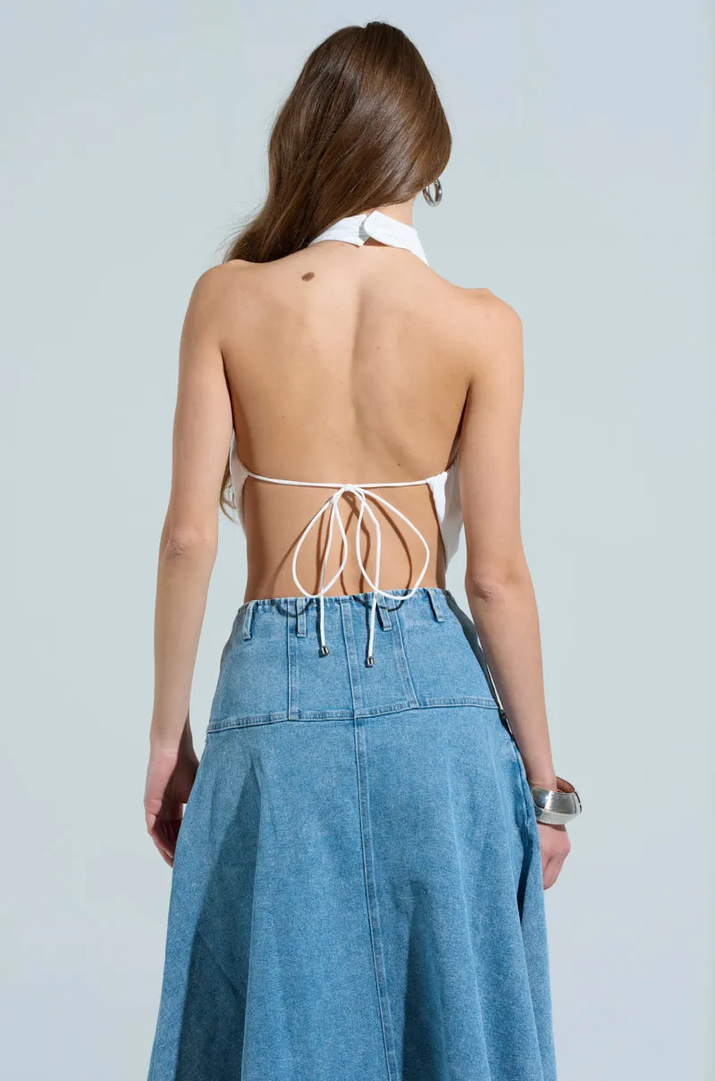 Temperature Regulating low - density storage MIAMI NIGHTS HALTER NECK TIE BACK TOP