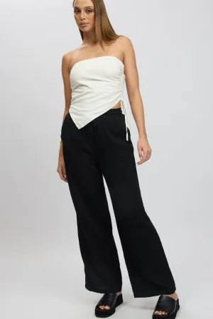 Black Wide Leg Pants Elasticated Waist Non Bulk