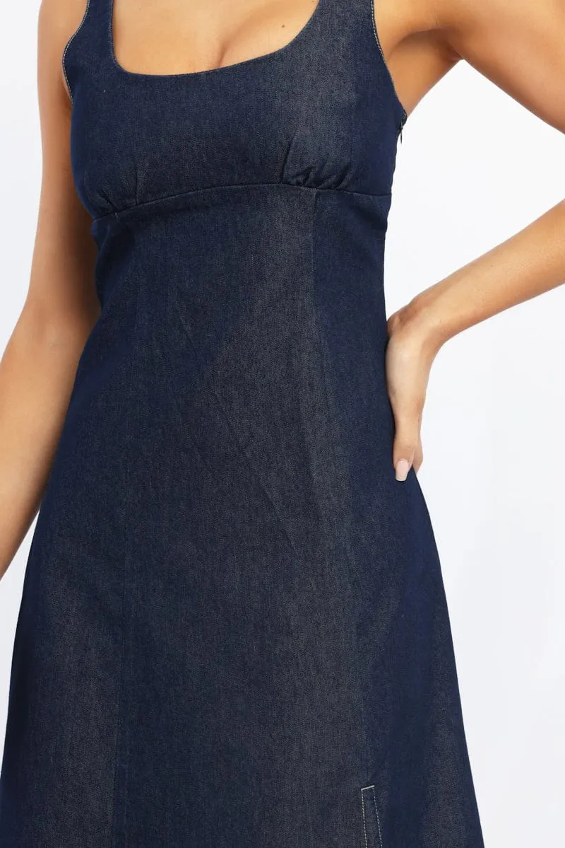 Candle Glow Blue Midi Dress Singlet