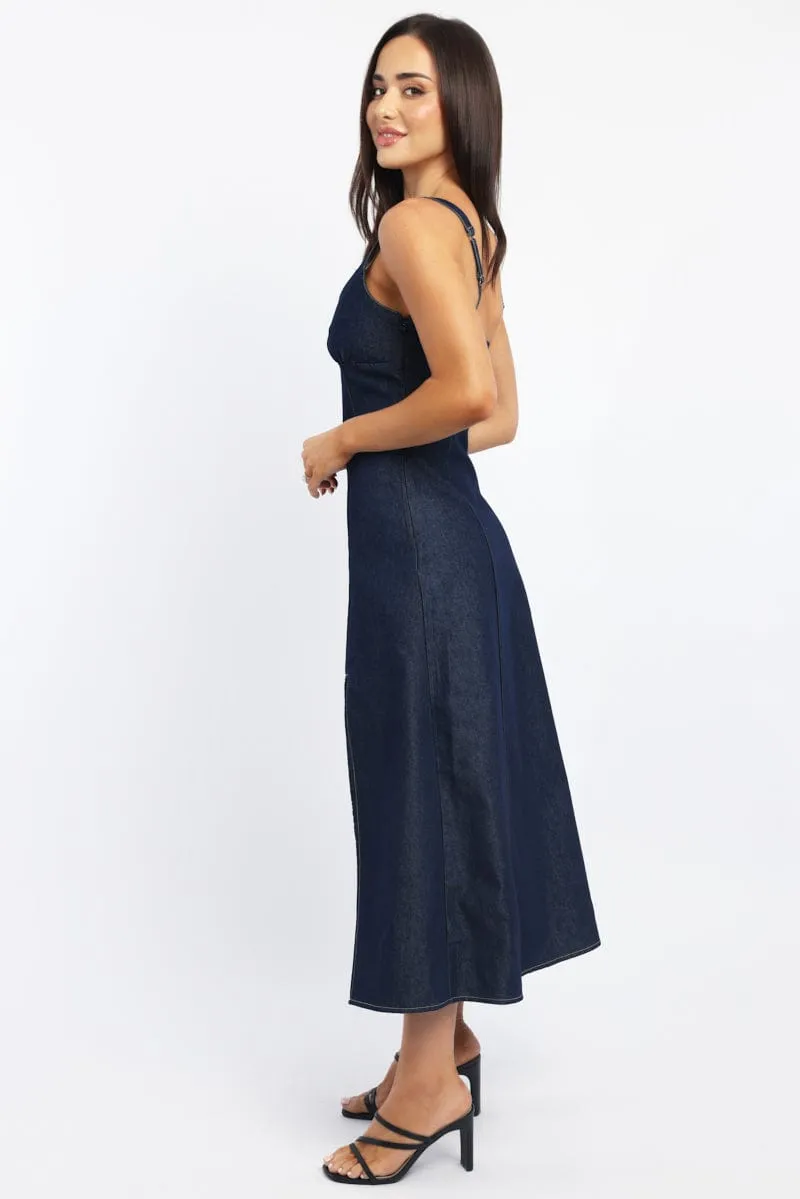 Blue Midi Dress Singlet Comfortable fit