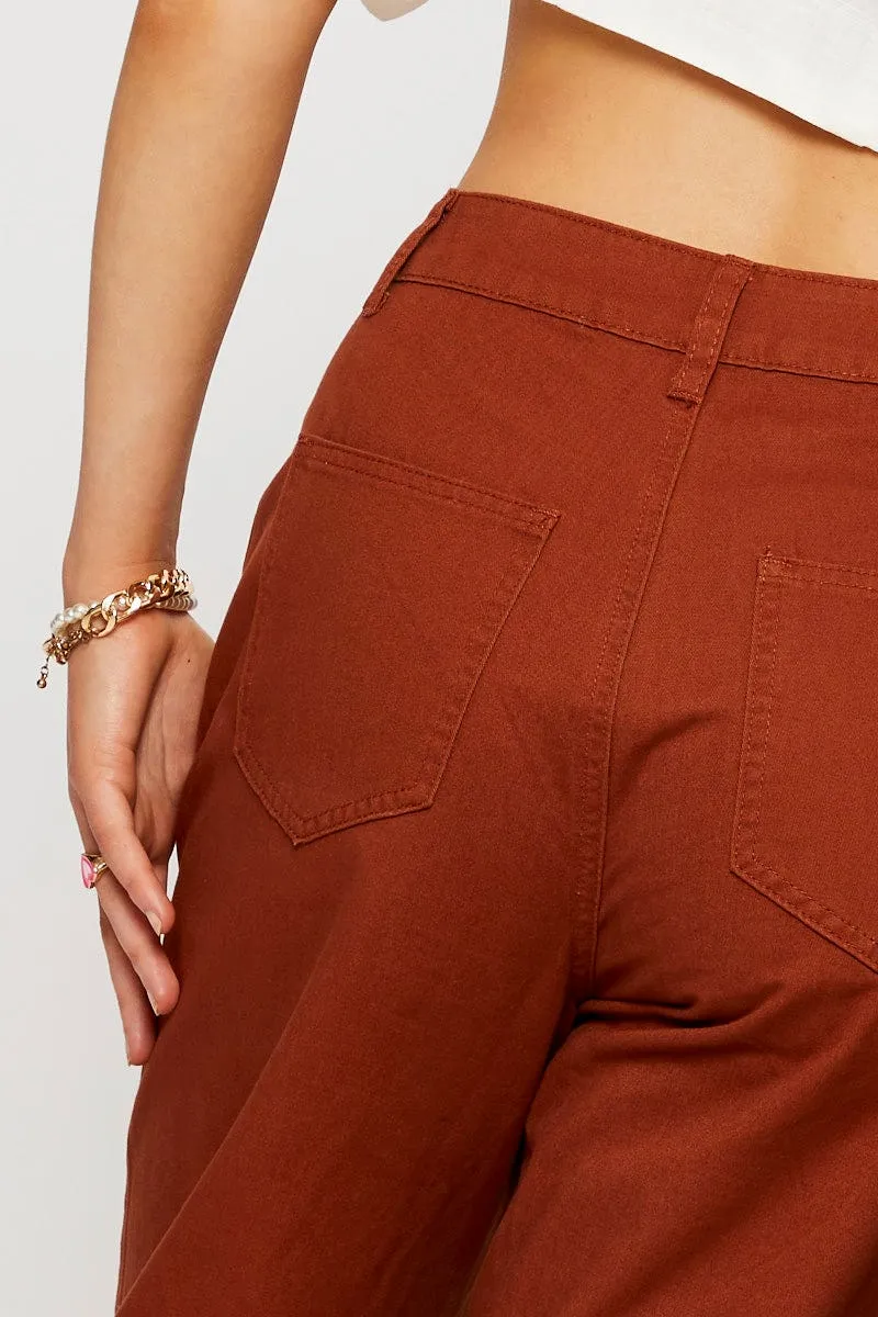 Water Resistant Finish StainResistantCoating Beige Pants Wide Leg Cotton