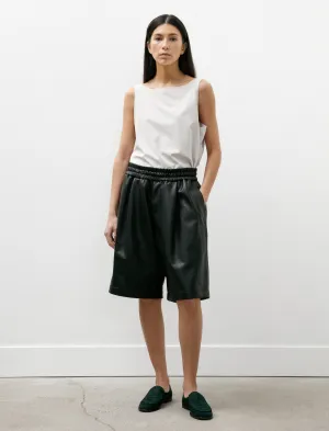 Lamb Leather Wide Shorts Black Non slip grip