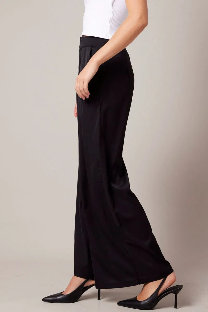 Black Wide Leg Pants High Rise Trendy Comfort Functional Style