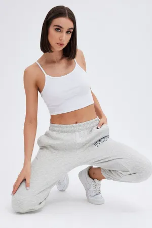 Grey Track Pants High Rise Jogger Durable Fabric