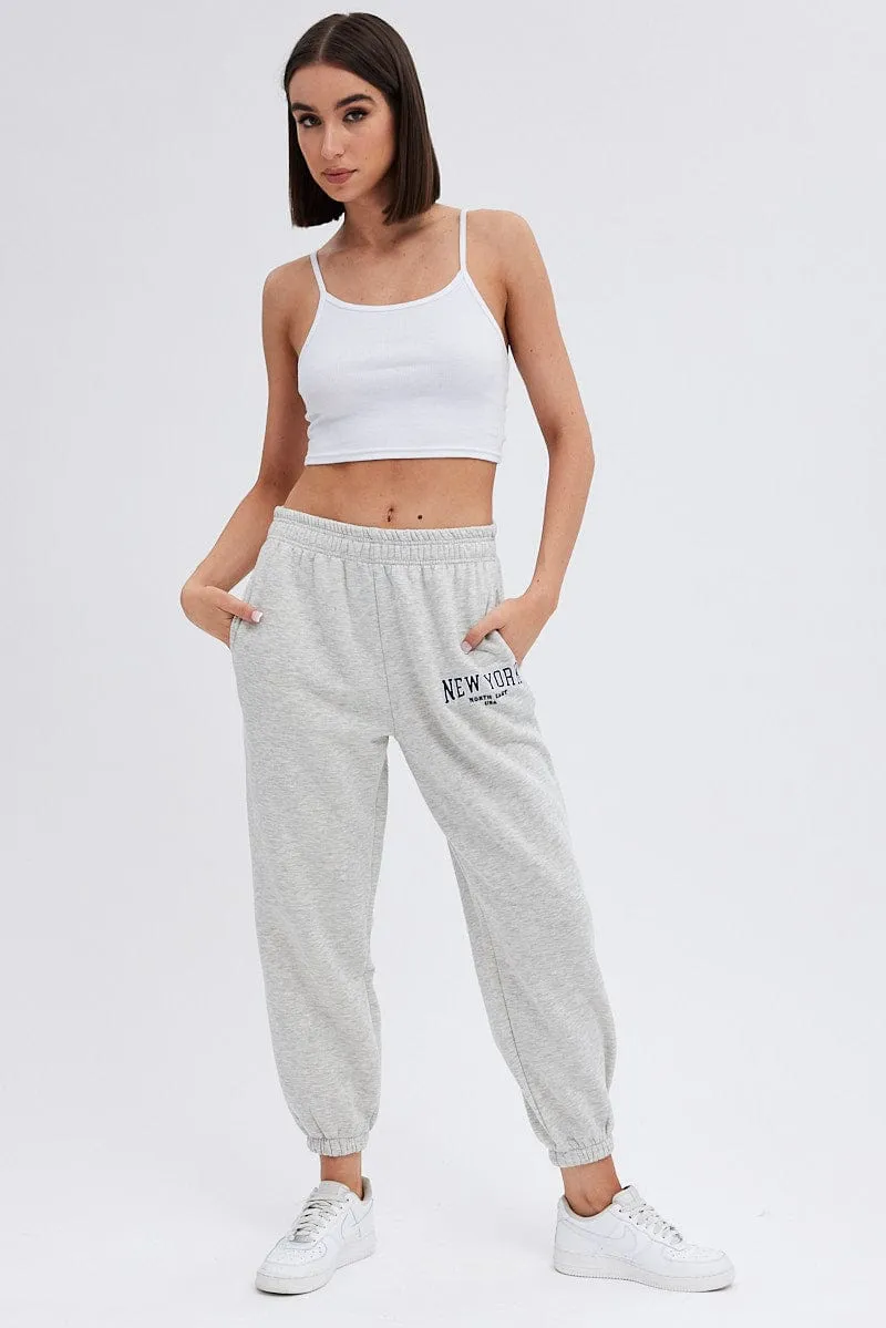 Quick Adjust Fit Grey Track Pants High Rise Jogger