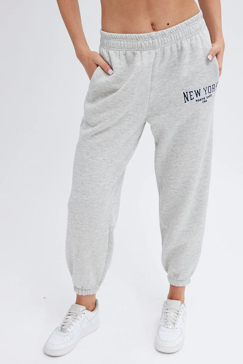Grey Track Pants High Rise Jogger Sleek Style