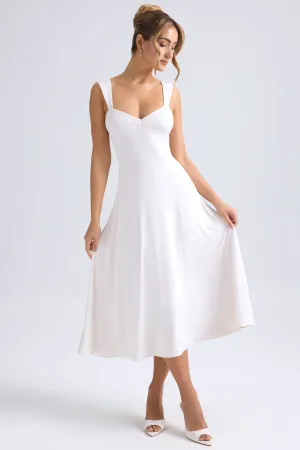 Seasonal Style Sweetheart-Neck Ruched Midaxi Dress in Ivory