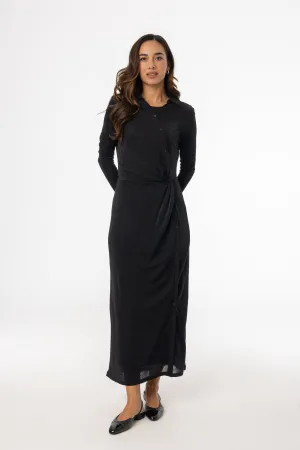 Lounge Wear Black Sparkle Side Button Maxi Dress