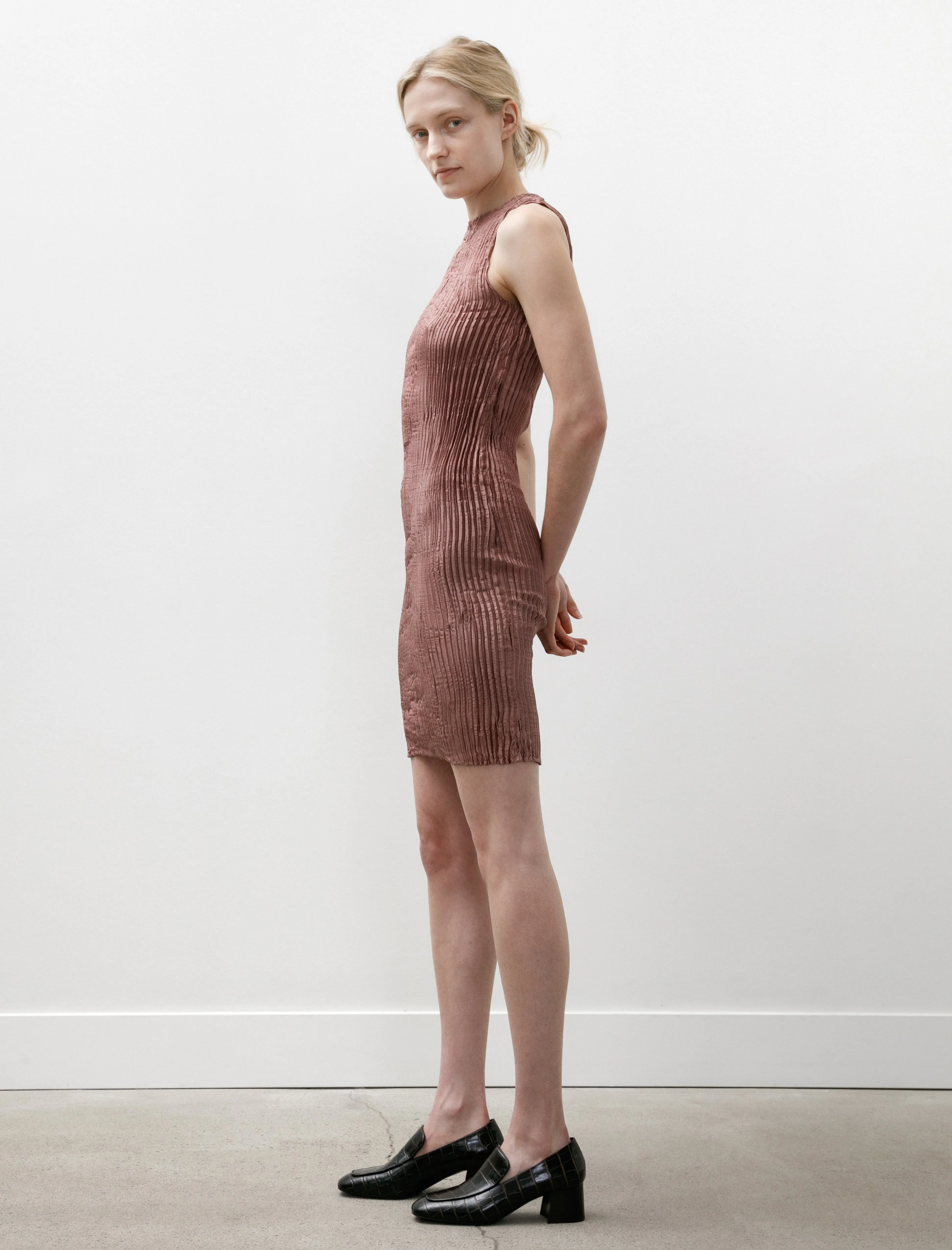 Lift Mode Pliss?? Silk Tank Short Dress Smoked Purple