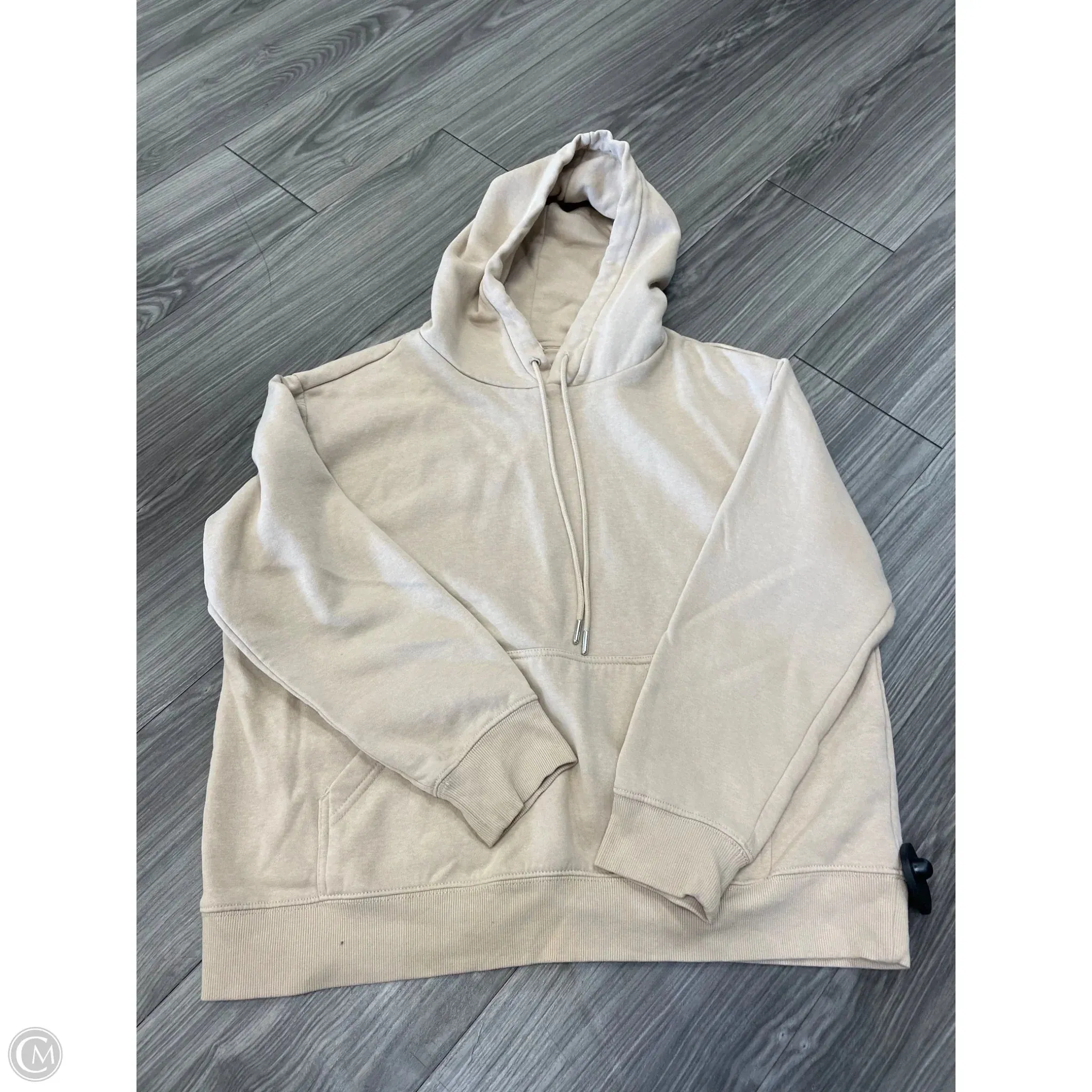 Sweatshirt Hoodie By H&m In Tan, Size: M Elastic cuffs