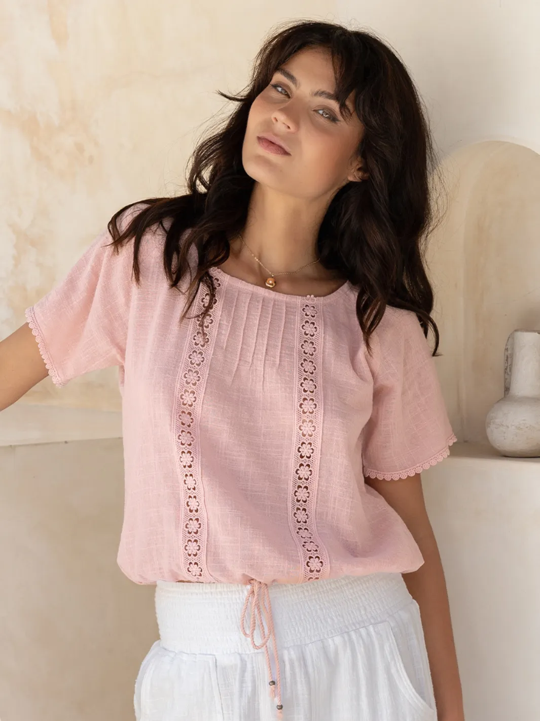 Abrasion resistant Daisy Organic Cotton Blouse Dusty Pink
