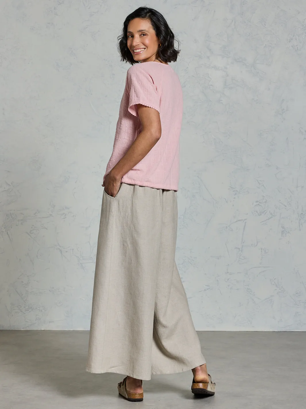 Daisy Organic Cotton Blouse Dusty Pink MoistureWicking Temperature Regulating