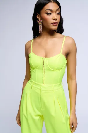 Multi Pack Deals Outdoor Cool LOOKING SHARP FITTED CORSET TOP IN NEON YELLOW