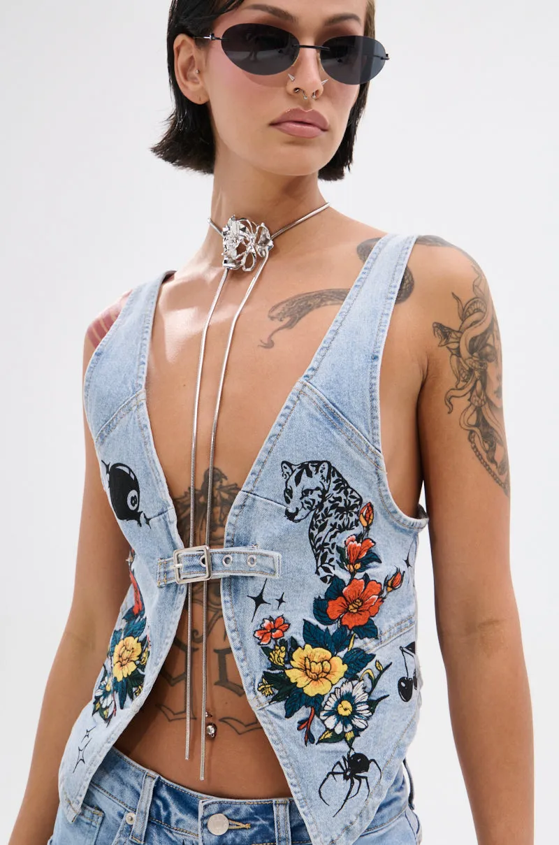 Stretch Ready Fabric Breathable knit OUT OF MY LEAGUE DENIM HALTER TOP