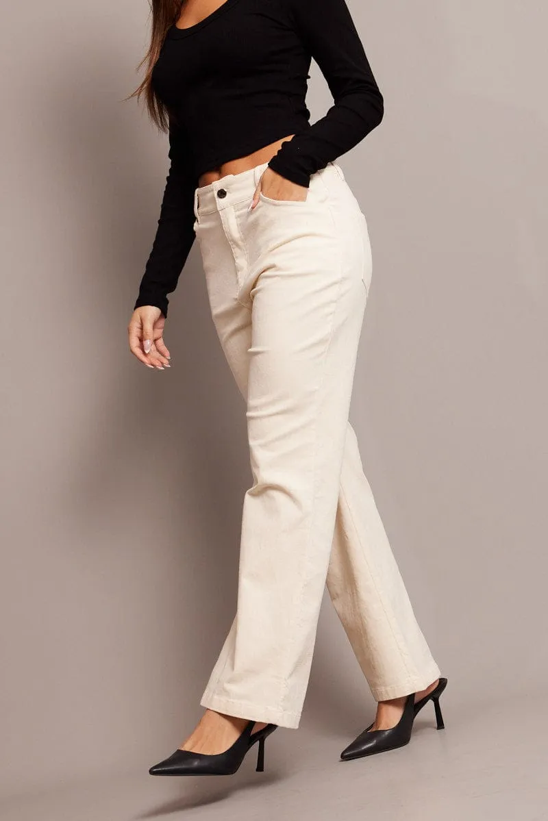 White Wide Leg Pants High Rise Corduroy On The Go Perfectly Fit