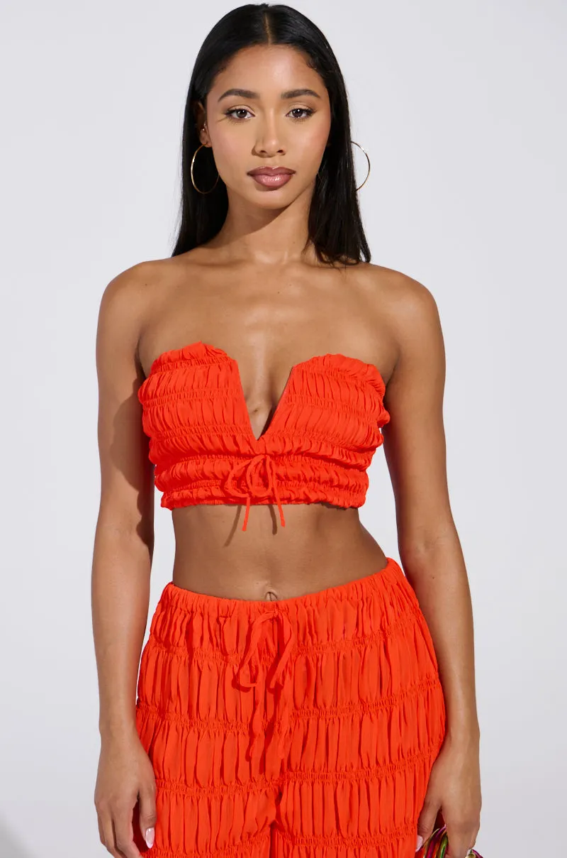 difficult to repair BREAK MY LOVE STRAPLESS CROP TOP