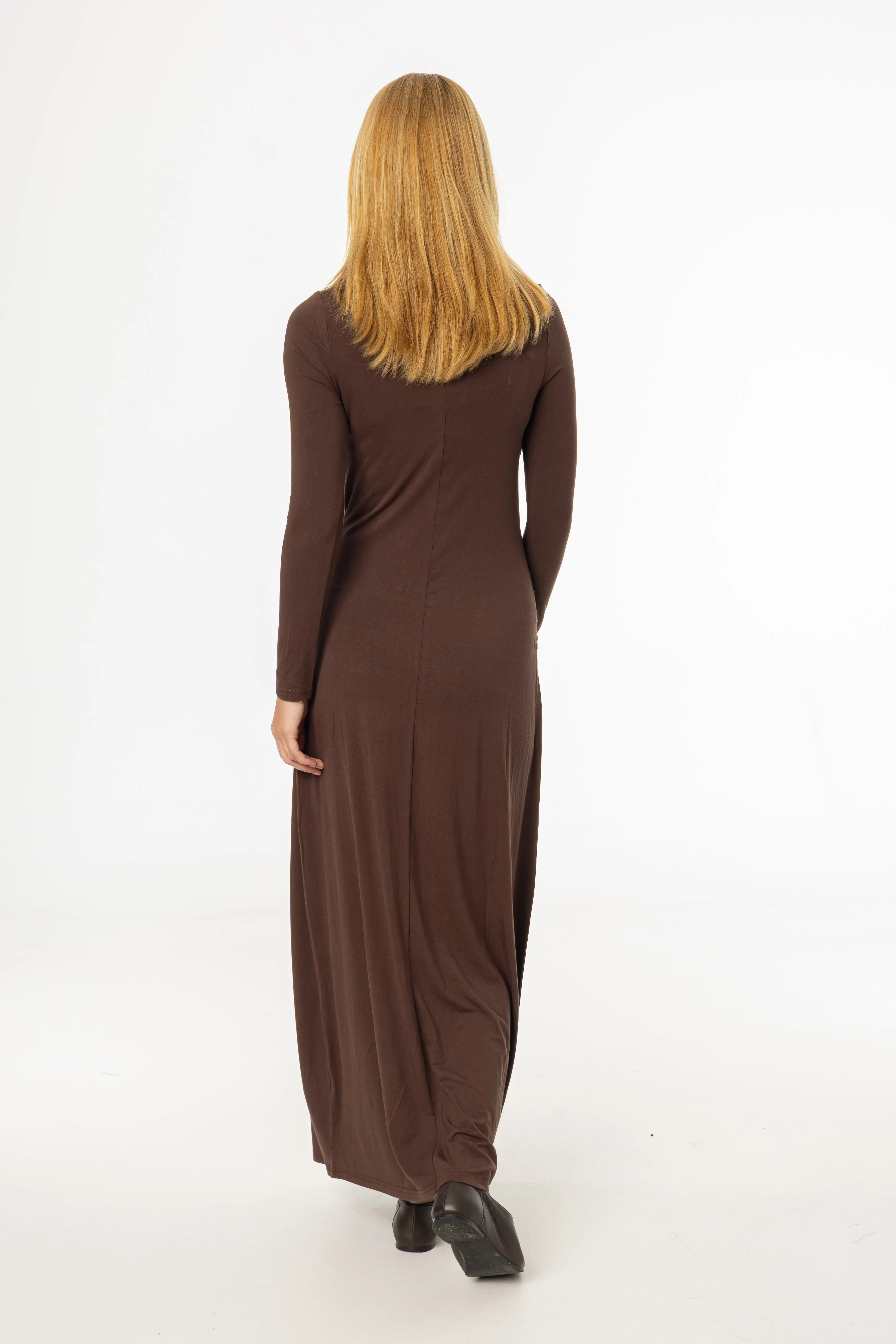 Fashion Forward Brown Knot Crossover Maxi Dress