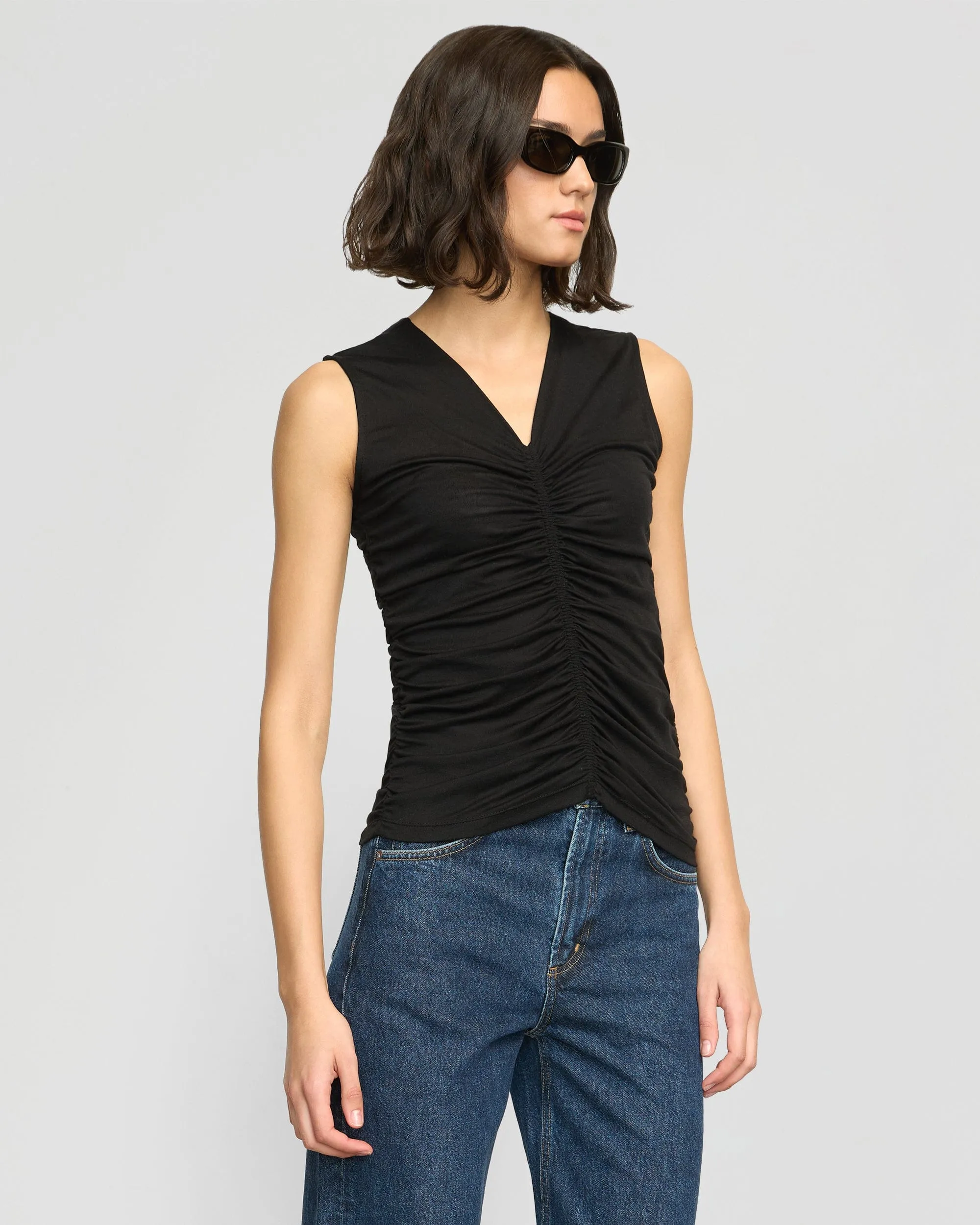 Saleha Ruched-Front Sleeveless Tank Summer Essential