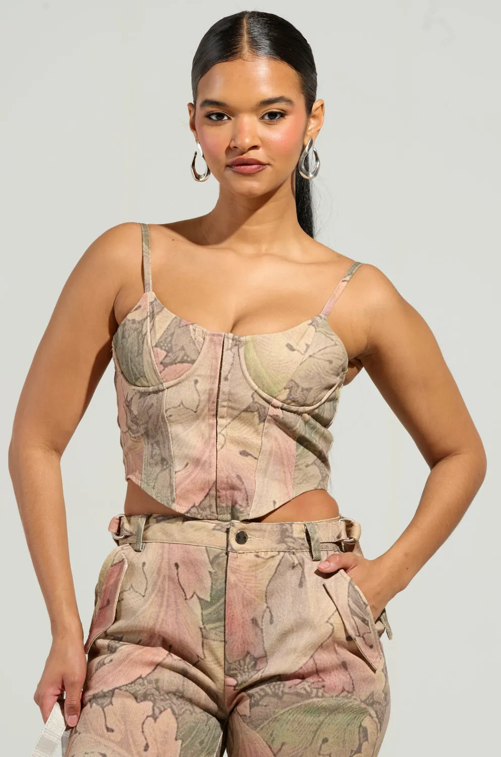 Comfort Focused Design Shock Resistant SEASONAL AWAKENING PRINTED DENIM CORSET