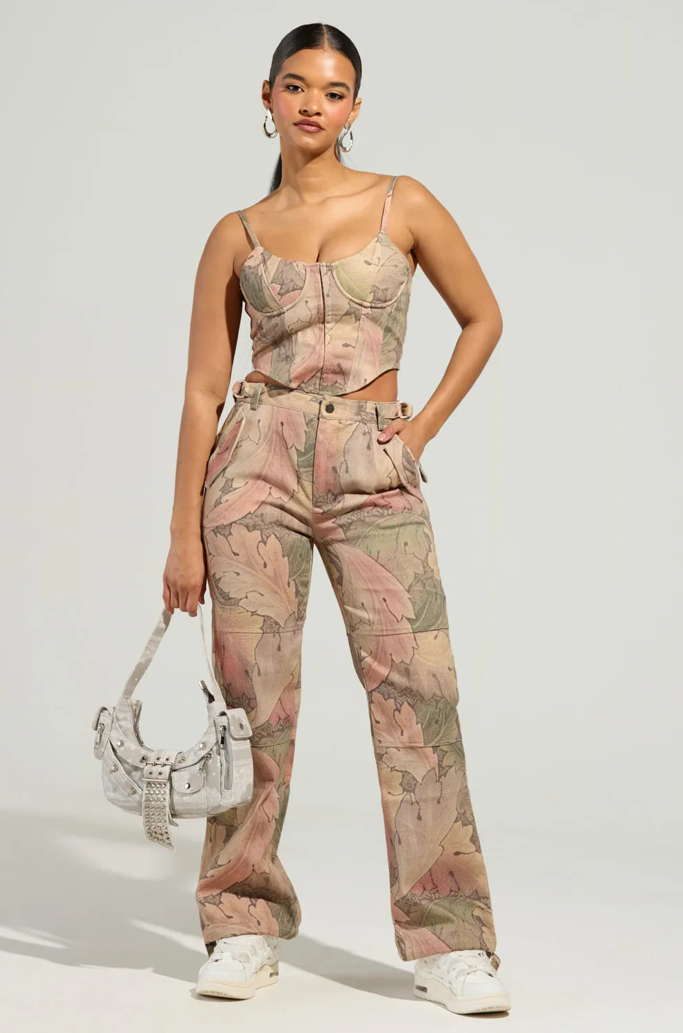 Ergonomic Shape Quick Release SEASONAL AWAKENING PRINTED DENIM CORSET