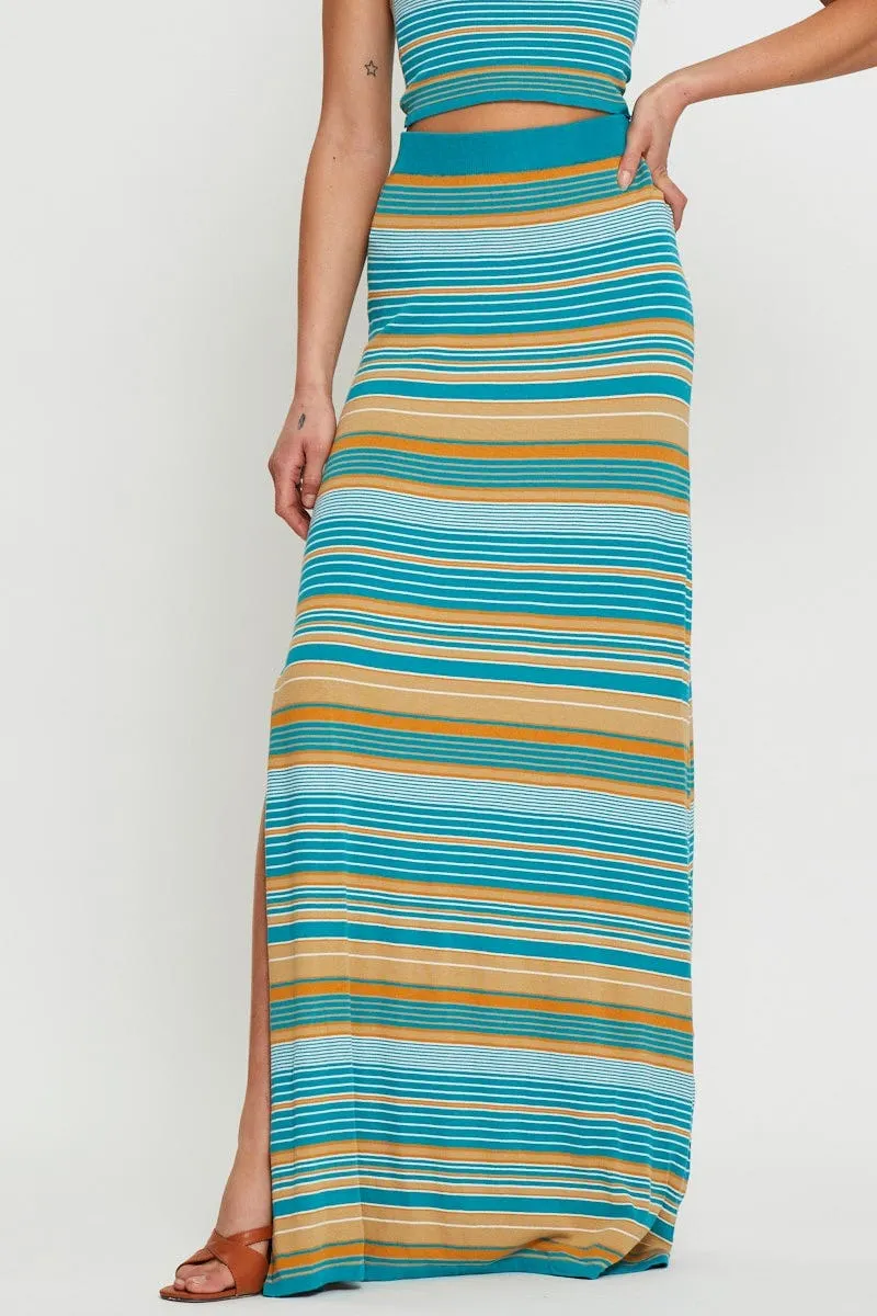 Stripe Knit Skirt Maxi Vibe Shot Midi length