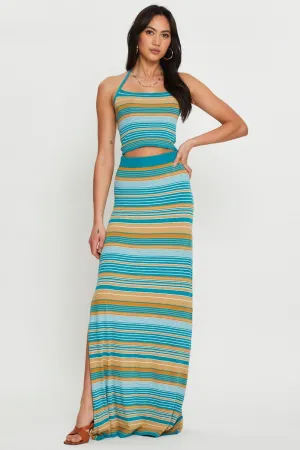 Stripe Knit Skirt Maxi Breezy Outfit Modern Design
