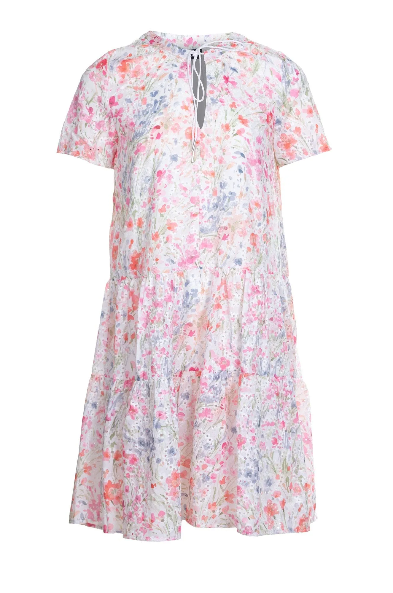 Hero Fit Park Day Printed Dress with nehru collar | PINK WATERCOLOUR | 8402A1