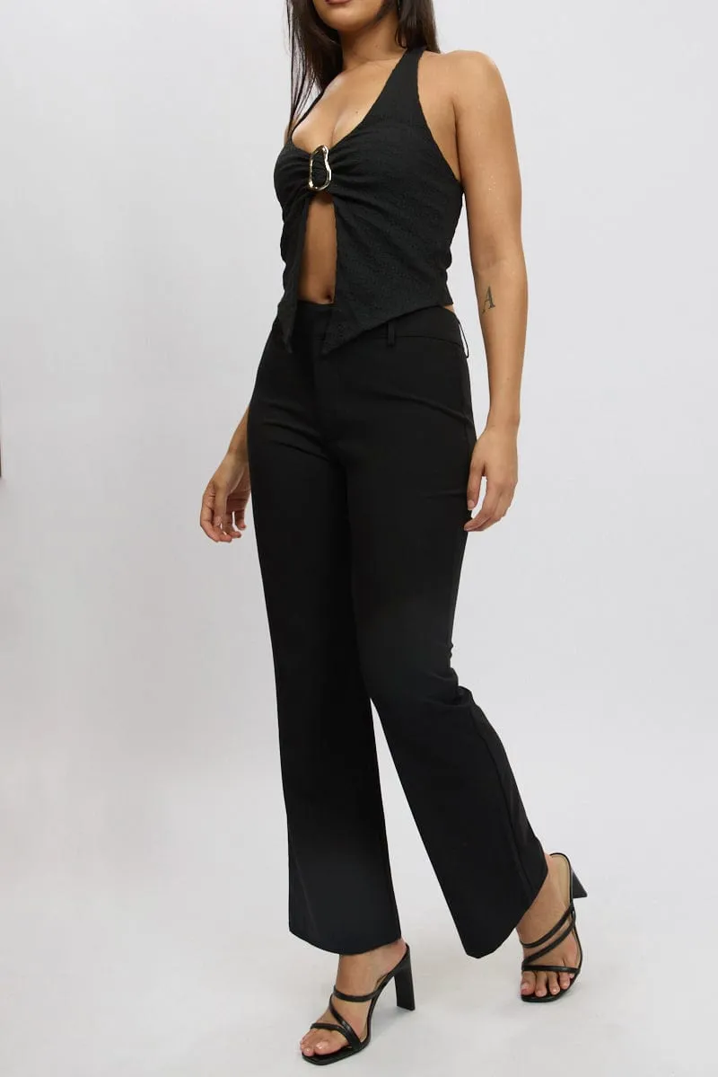 No Irritation Seams Black Flare Leg Pants Low Rise