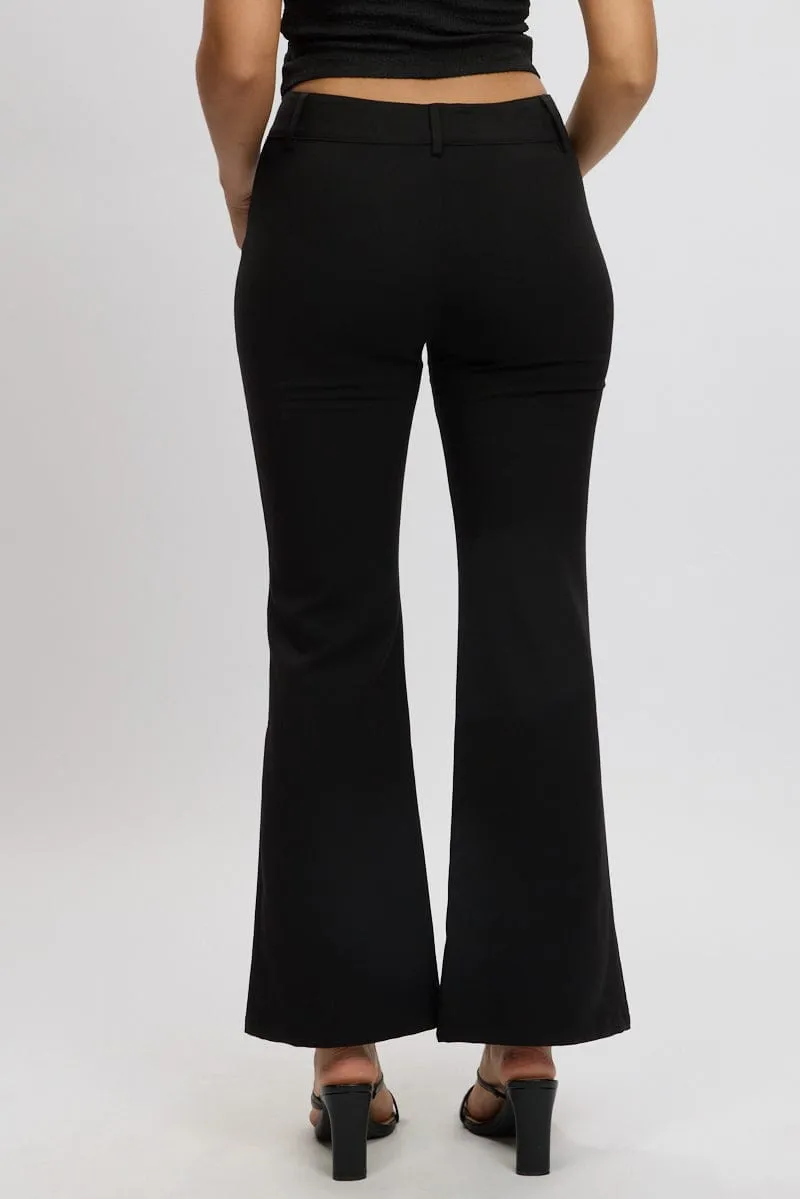 Sleek Appearance Black Flare Leg Pants Low Rise