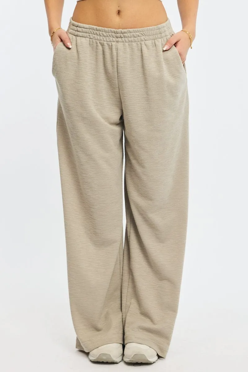 AntibacterialCoating Grey Wide Leg Pants Elasticated Waist