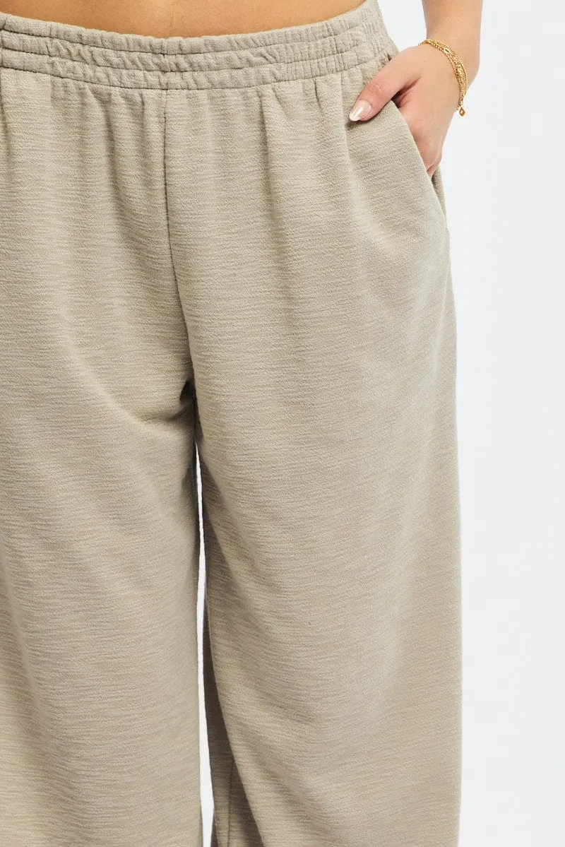 Grey Wide Leg Pants Elasticated Waist Comfort Stretch Quick Layer