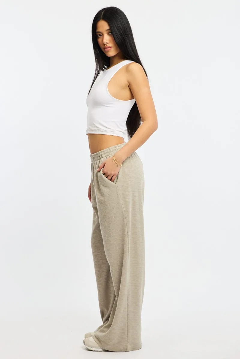 Odor Control Tech Grey Wide Leg Pants Elasticated Waist