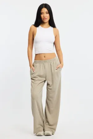 Chic Wear Reinforced Pockets Grey Wide Leg Pants Elasticated Waist
