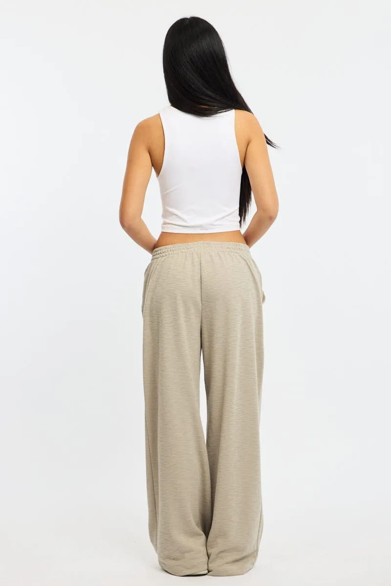 Durable Weave Core Movement Grey Wide Leg Pants Elasticated Waist